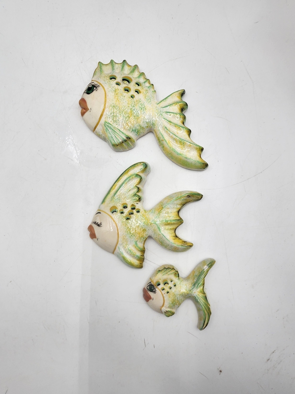 Ceramic Decorative Angel Fish Wall Chalkware Athromorphic